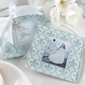 "Fleur-de-Lis" Frosted-Glass Photo Coasters
